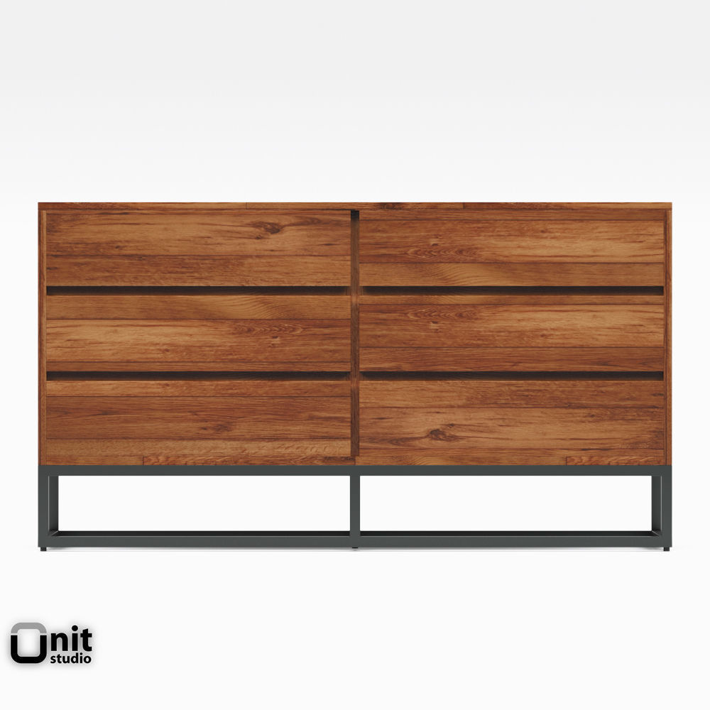 Logan Industrial 6-drawer Dresser by West Elm 3D model_4