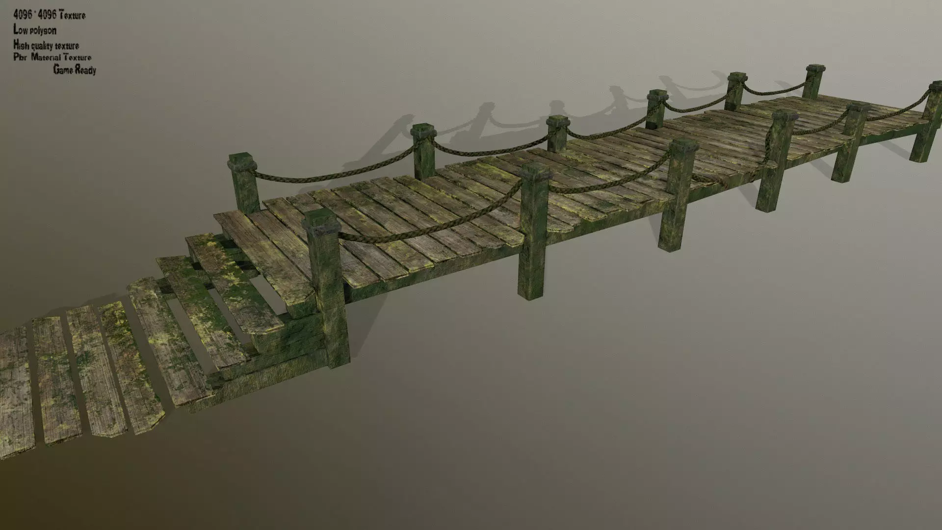 wooden pier Low-poly 3D model