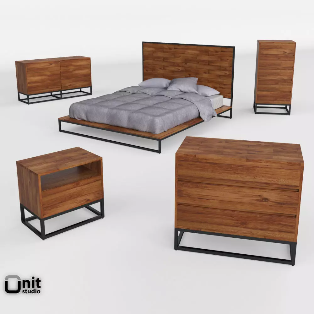 Logan Industrial Bedroom Collection by West Elm 3D model_0
