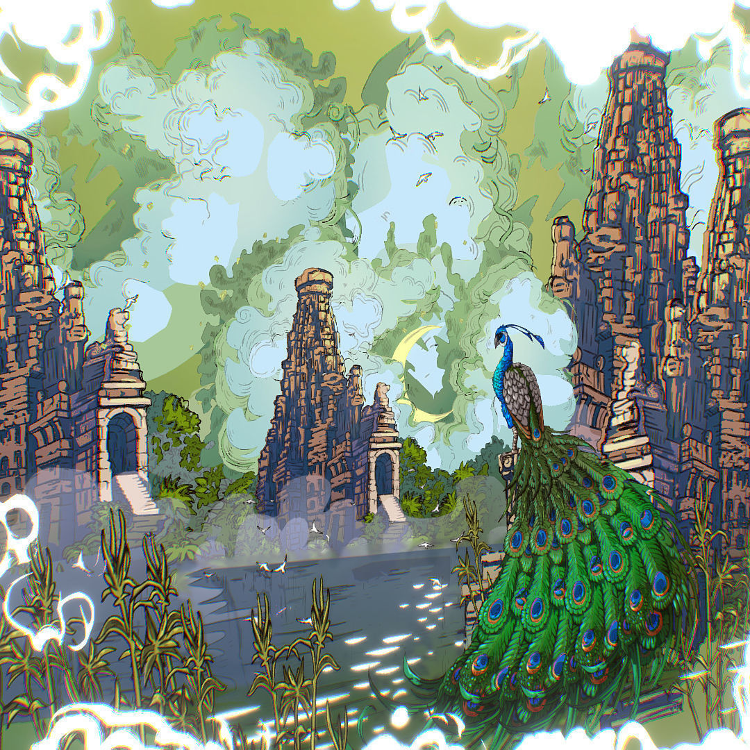 Landscape Asia Scene Animated Vector Paralax Low-poly 3D model_10