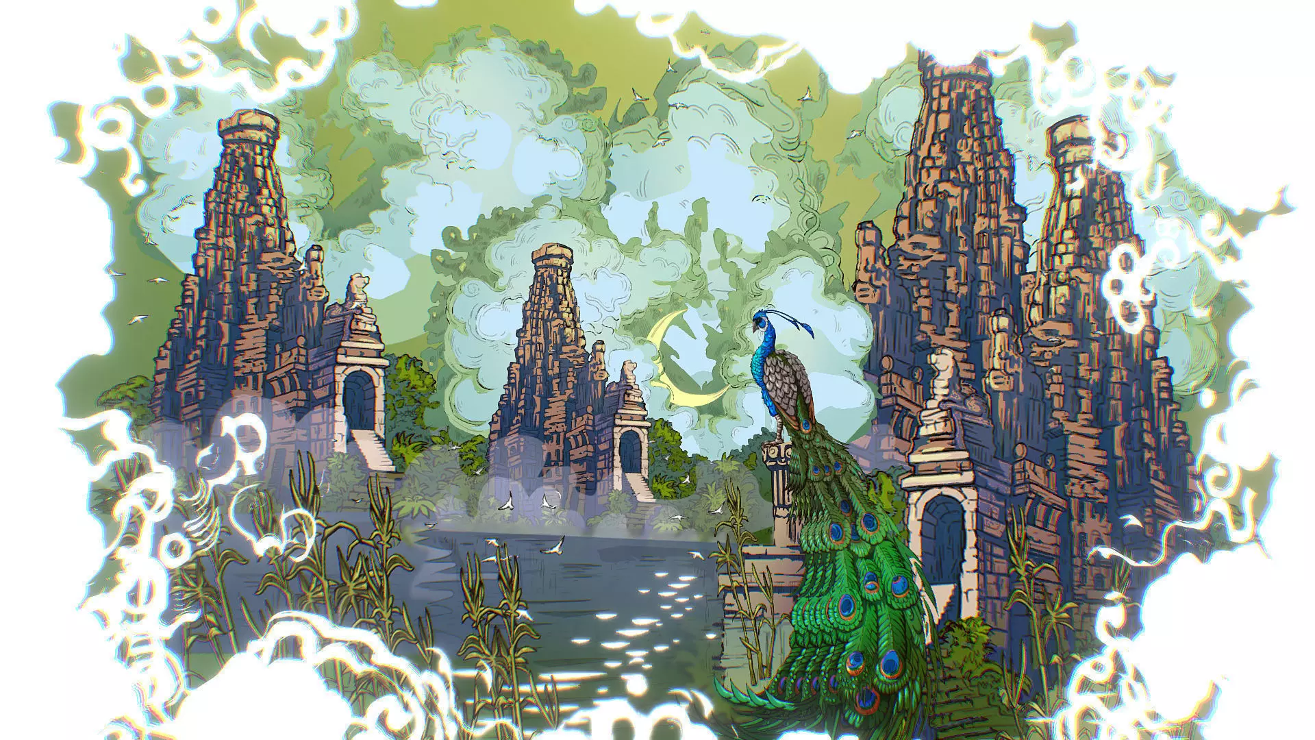 Landscape Asia Scene Animated Vector Paralax Low-poly 3D model_0