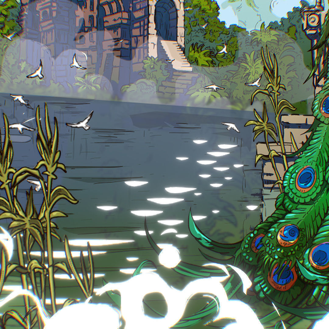 Landscape Asia Scene Animated Vector Paralax Low-poly 3D model_30