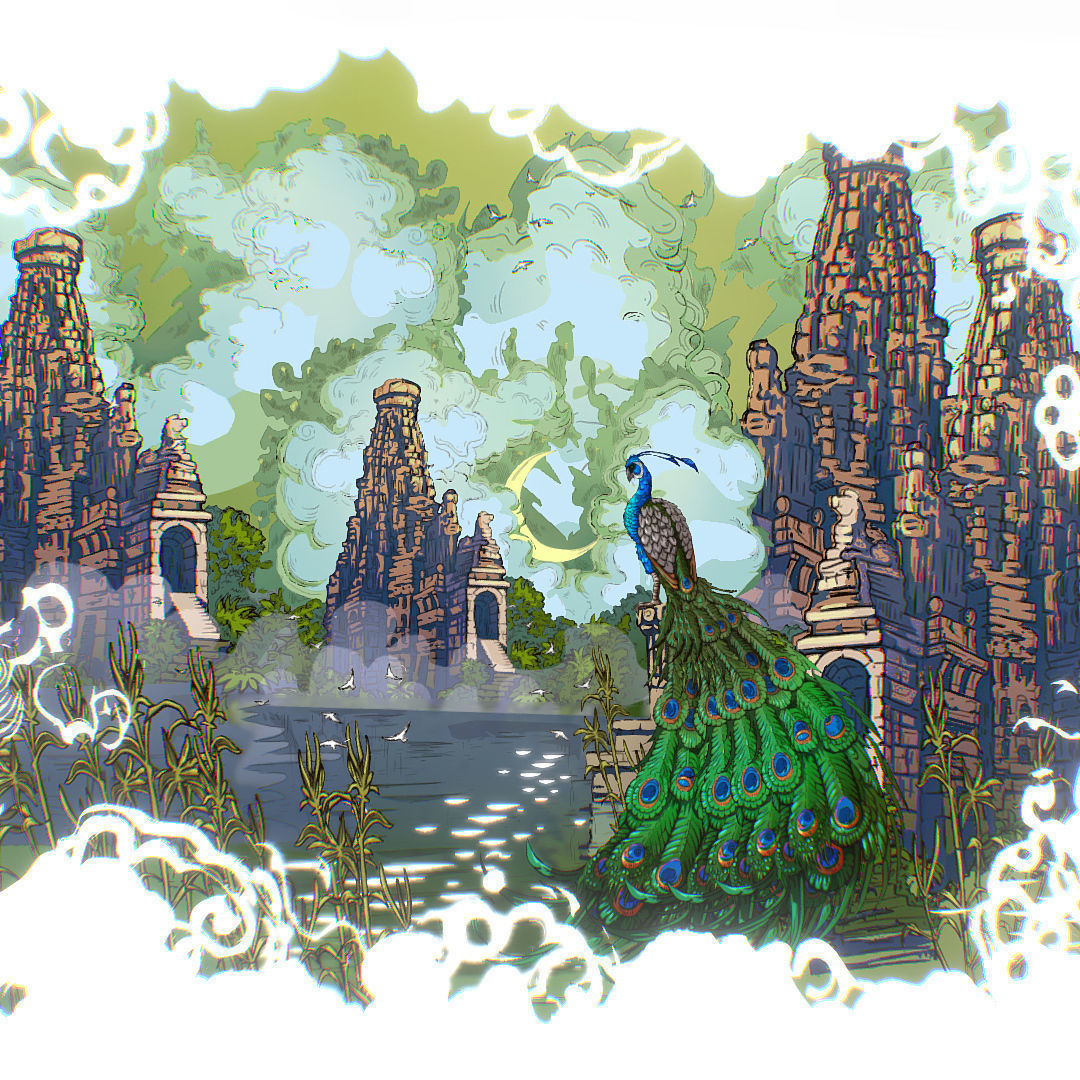 Landscape Asia Scene Animated Vector Paralax Low-poly 3D model_33