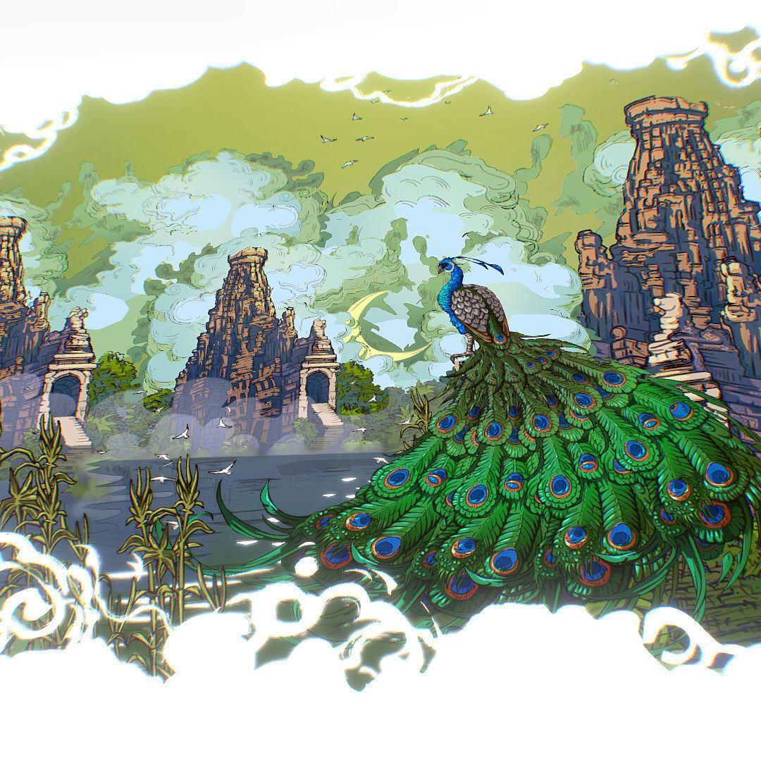 Landscape Asia Scene Animated Vector Paralax Low-poly 3D model_7