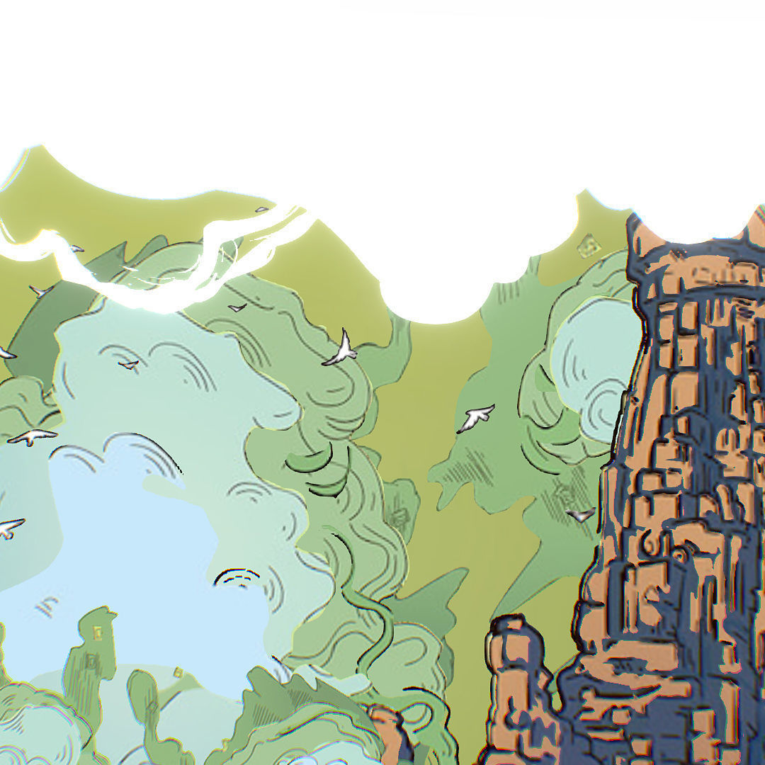 Landscape Asia Scene Animated Vector Paralax Low-poly 3D model_15