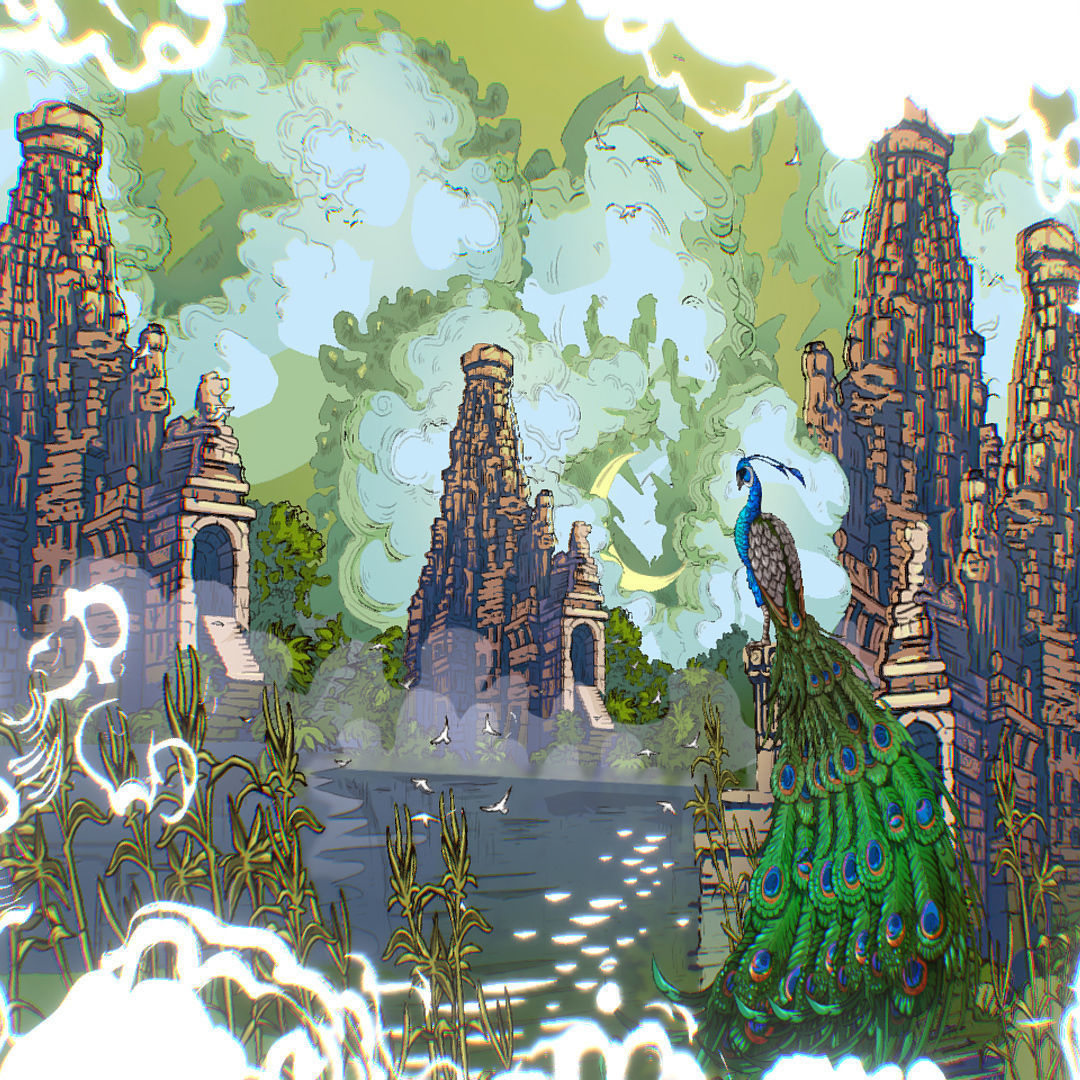 Landscape Asia Scene Animated Vector Paralax Low-poly 3D model_5