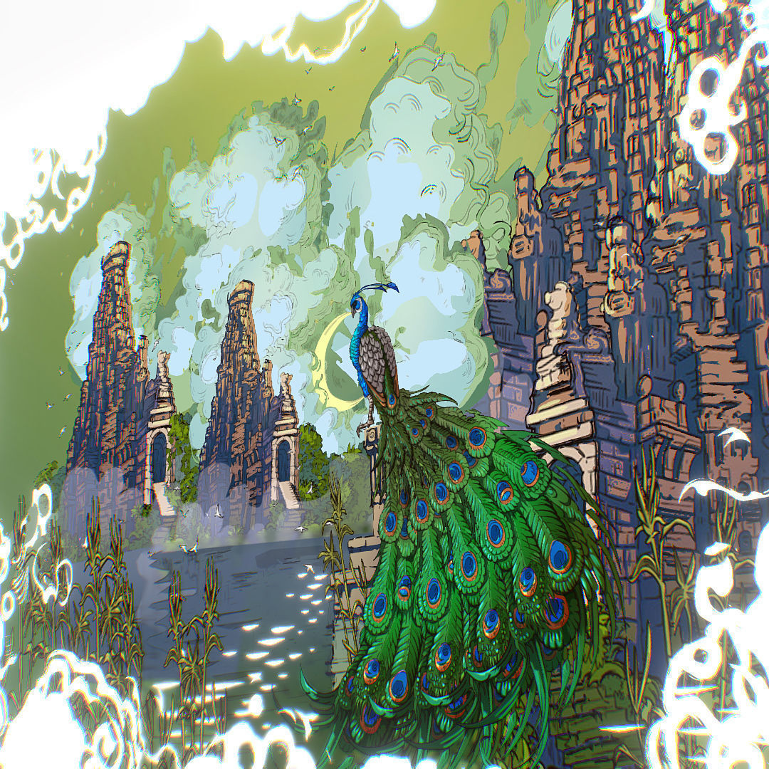 Landscape Asia Scene Animated Vector Paralax Low-poly 3D model_3