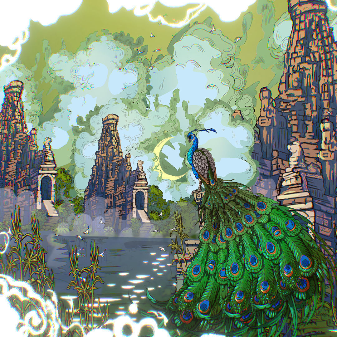 Landscape Asia Scene Animated Vector Paralax Low-poly 3D model_4