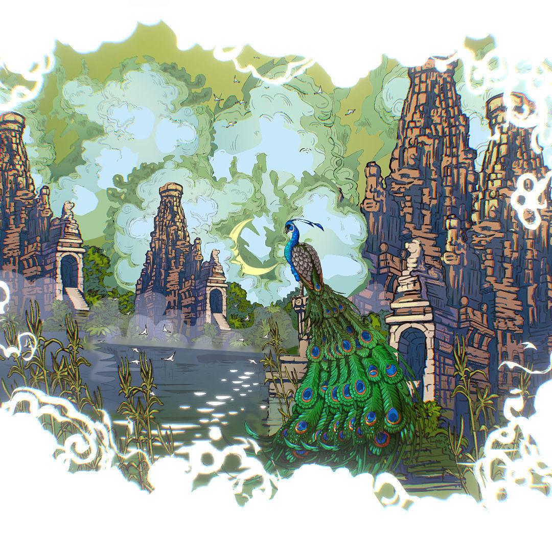 Landscape Asia Scene Animated Vector Paralax Low-poly 3D model_12