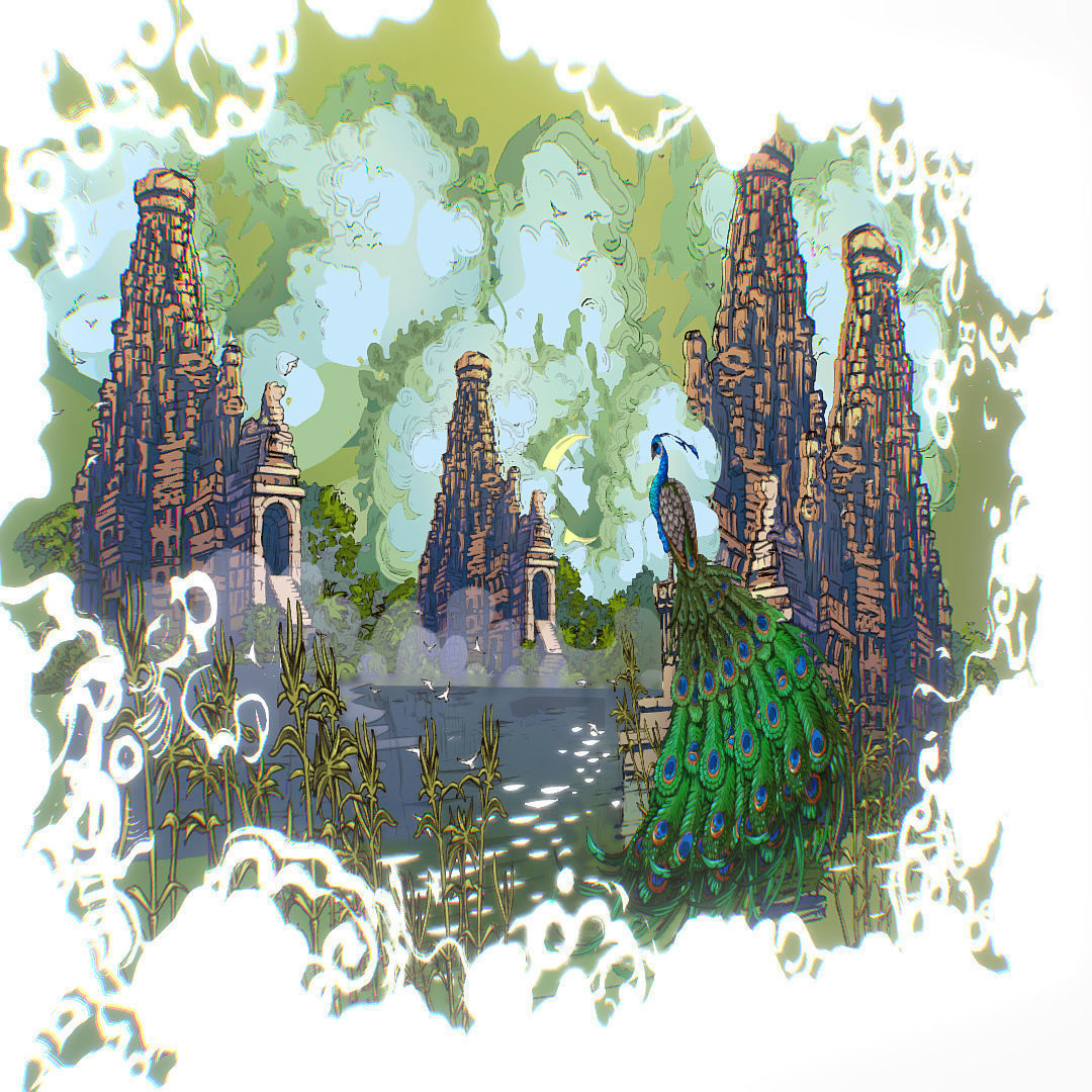 Landscape Asia Scene Animated Vector Paralax Low-poly 3D model_11