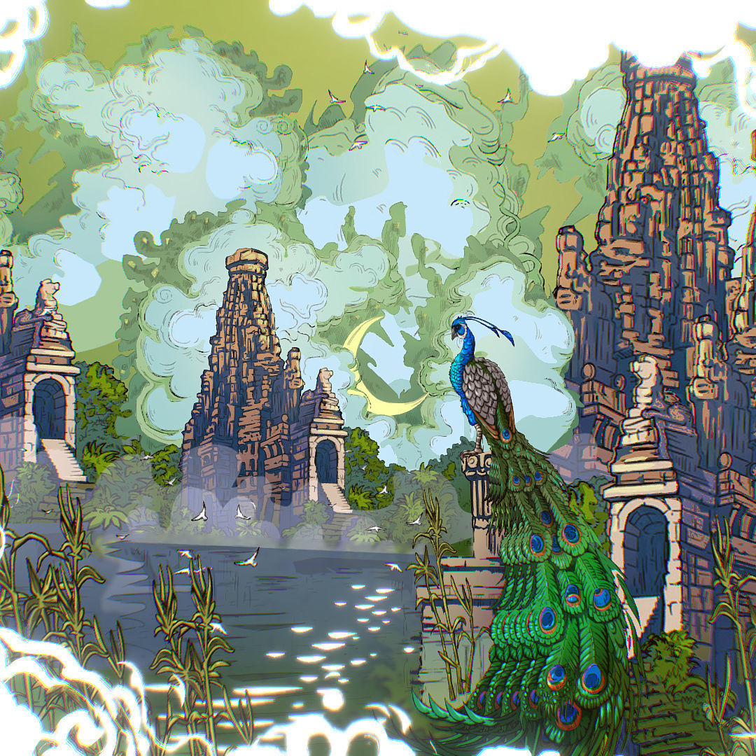 Landscape Asia Scene Animated Vector Paralax Low-poly 3D model_2