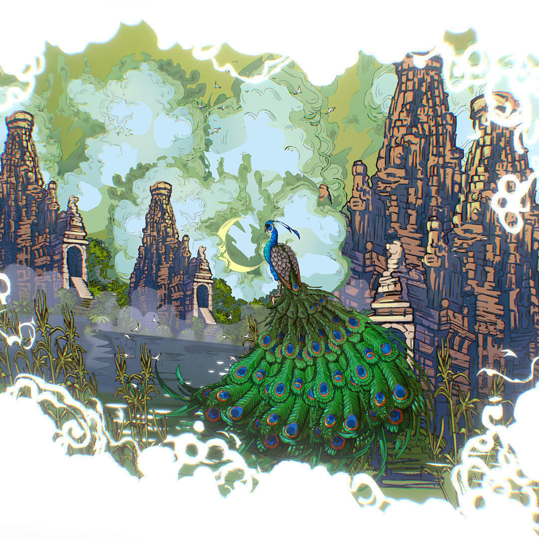 Landscape Asia Scene Animated Vector Paralax Low-poly 3D model_13