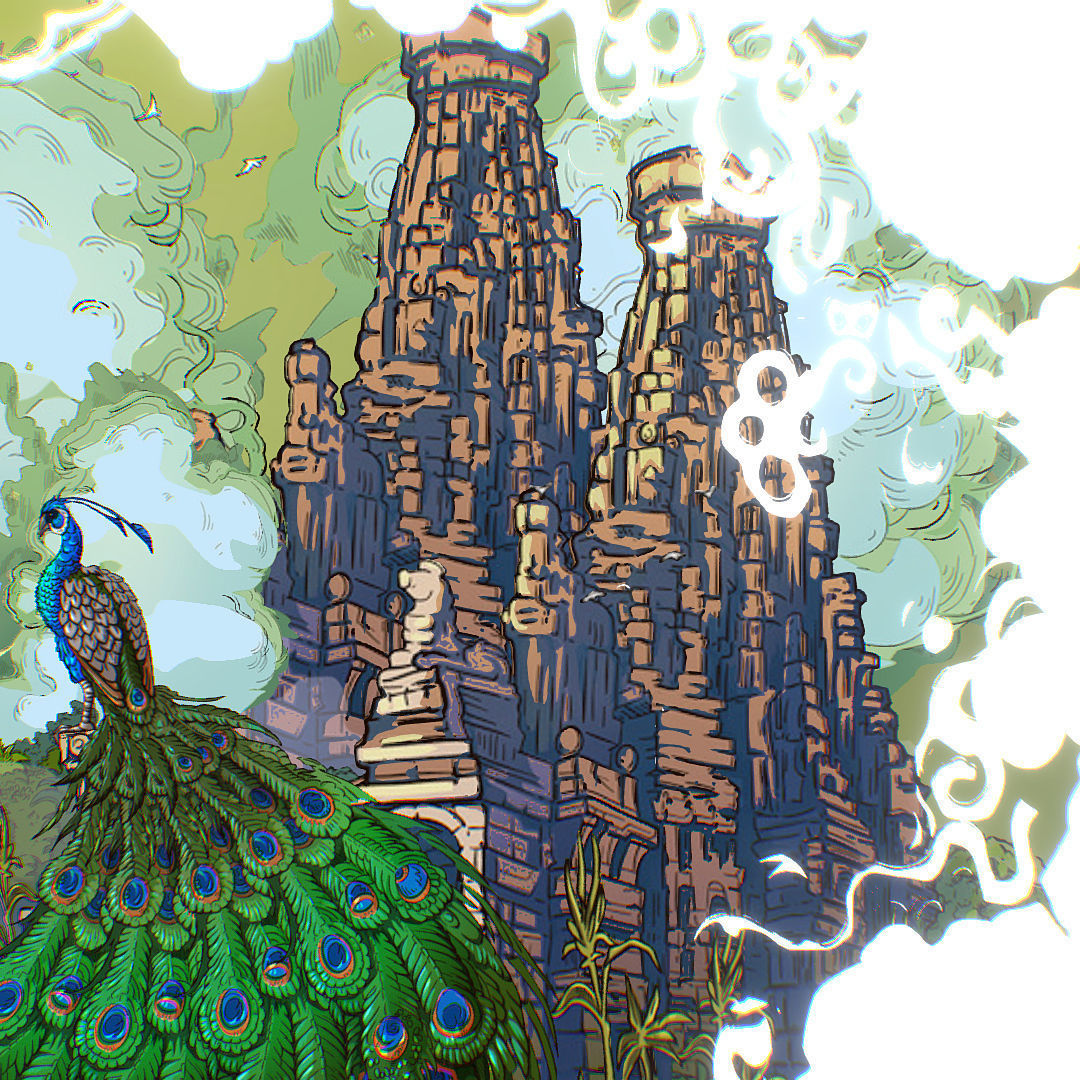 Landscape Asia Scene Animated Vector Paralax Low-poly 3D model_27