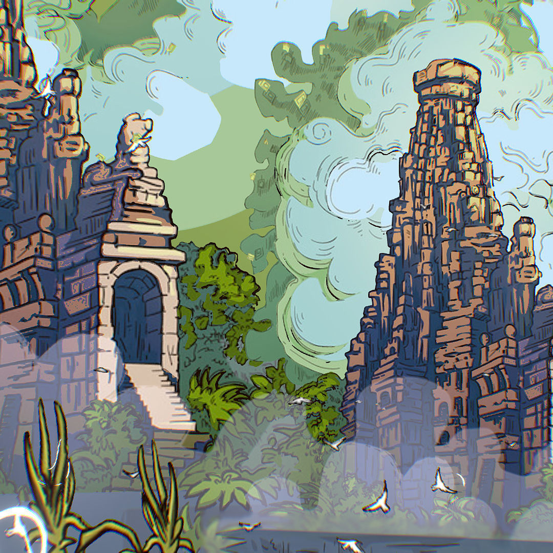 Landscape Asia Scene Animated Vector Paralax Low-poly 3D model_22