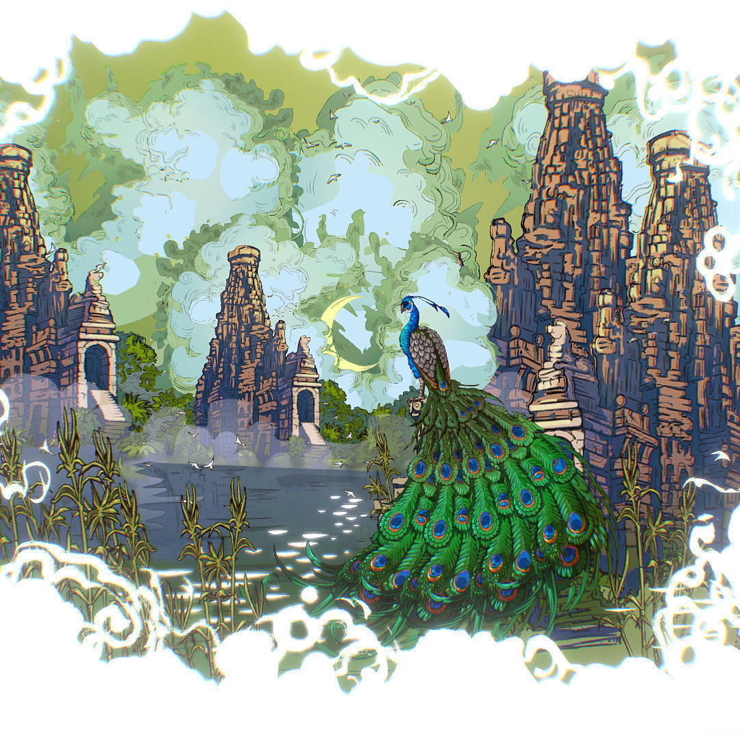 Landscape Asia Scene Animated Vector Paralax Low-poly 3D model_9