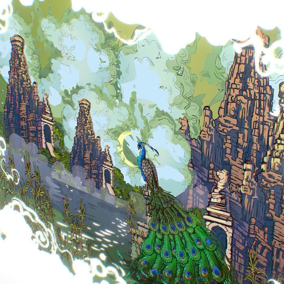 Landscape Asia Scene Animated Vector Paralax Low-poly 3D model_8