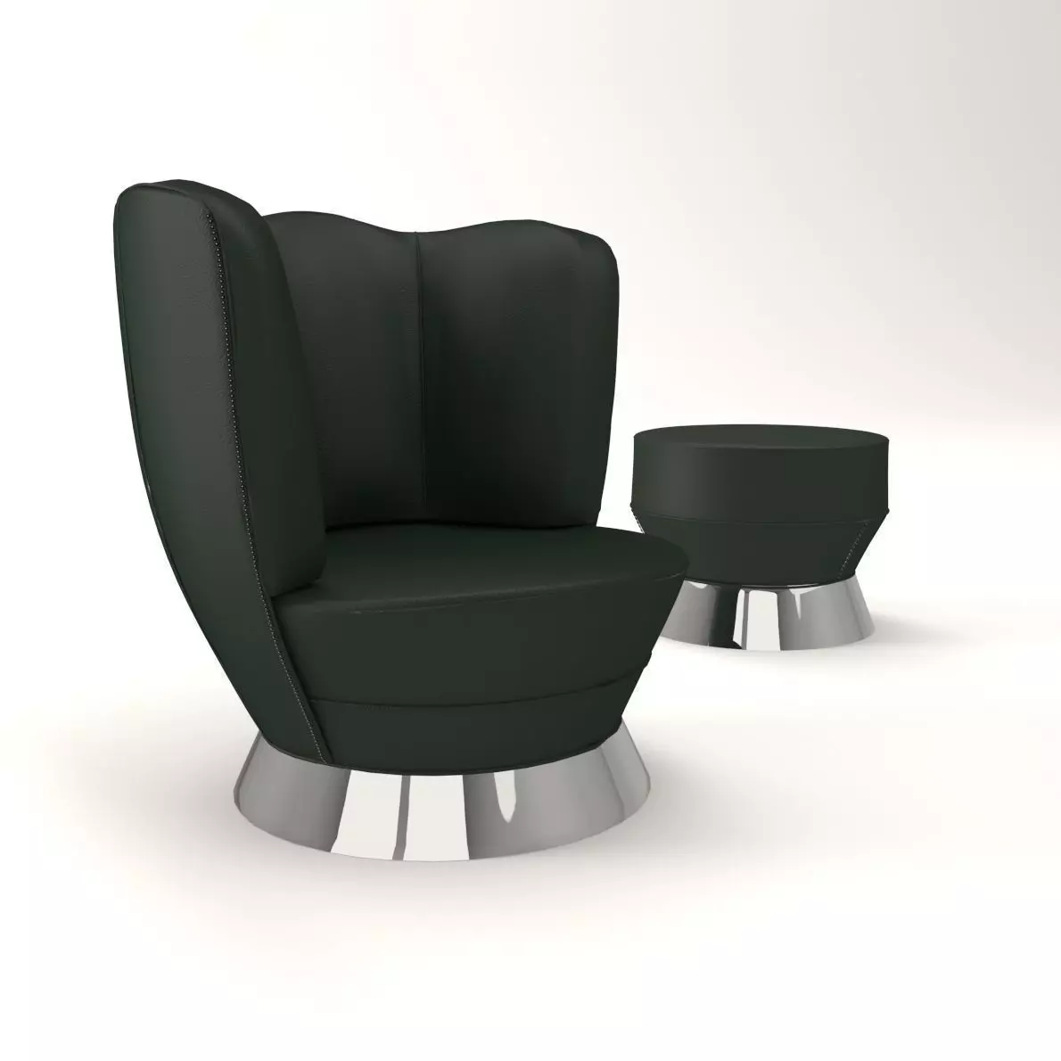 Armchair with tabouret - Art Deco 1930 3D model