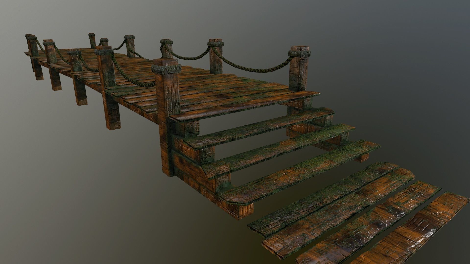 wooden pier Low-poly 3D model_4