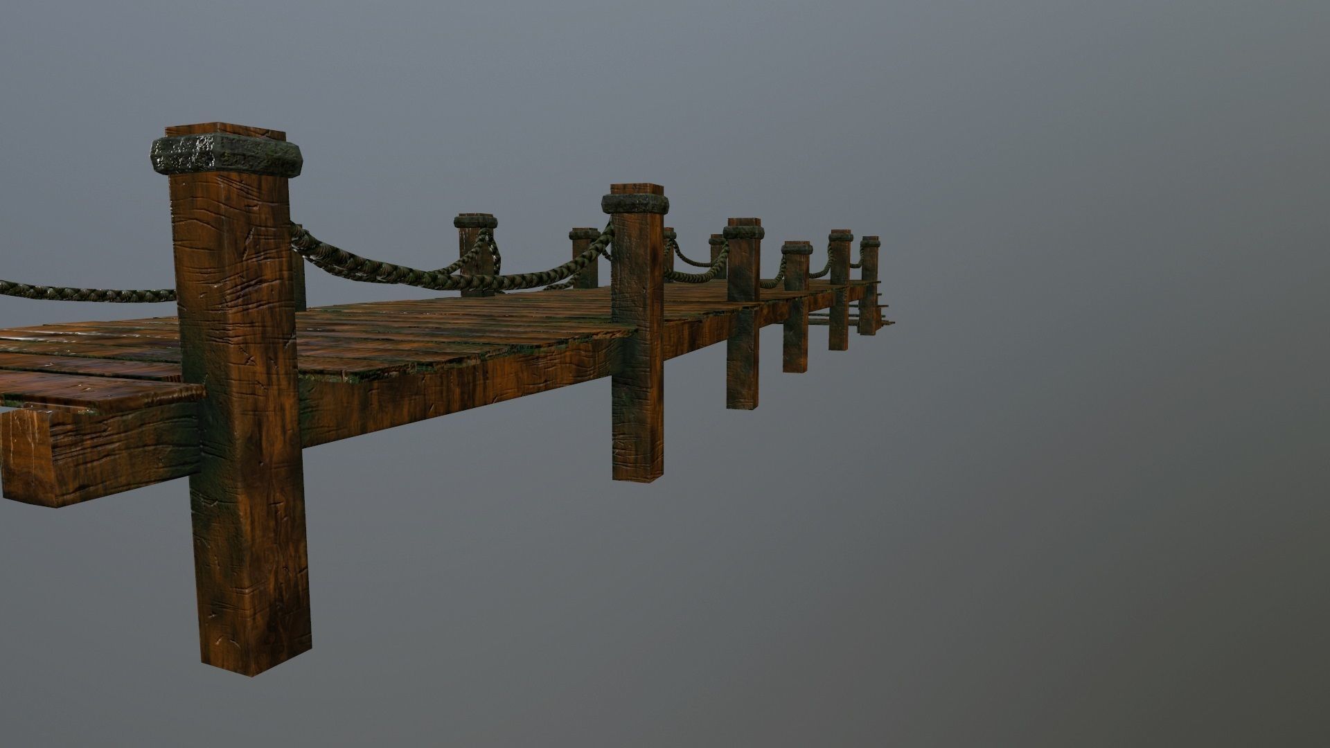 wooden pier Low-poly 3D model_3