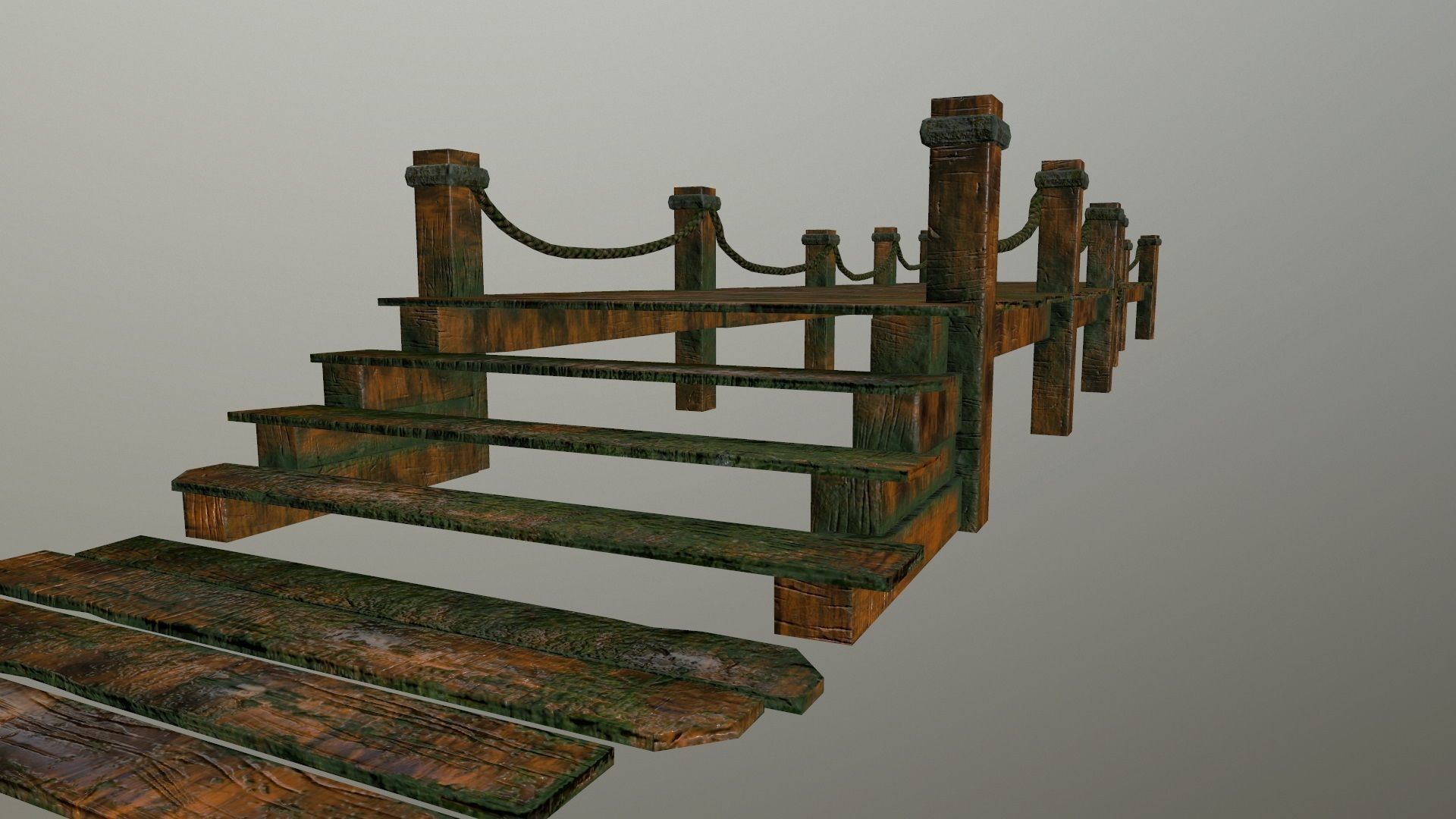 wooden pier Low-poly 3D model_12