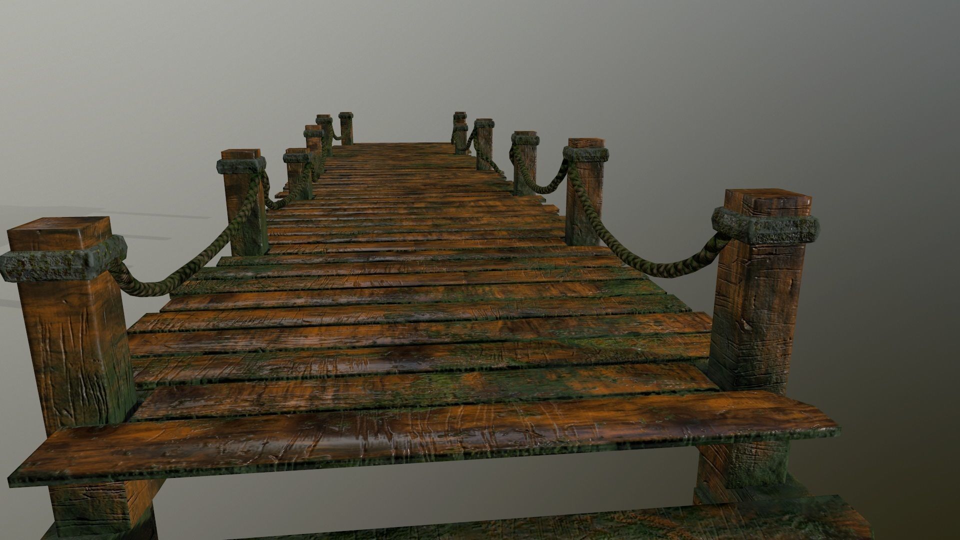 wooden pier Low-poly 3D model_11