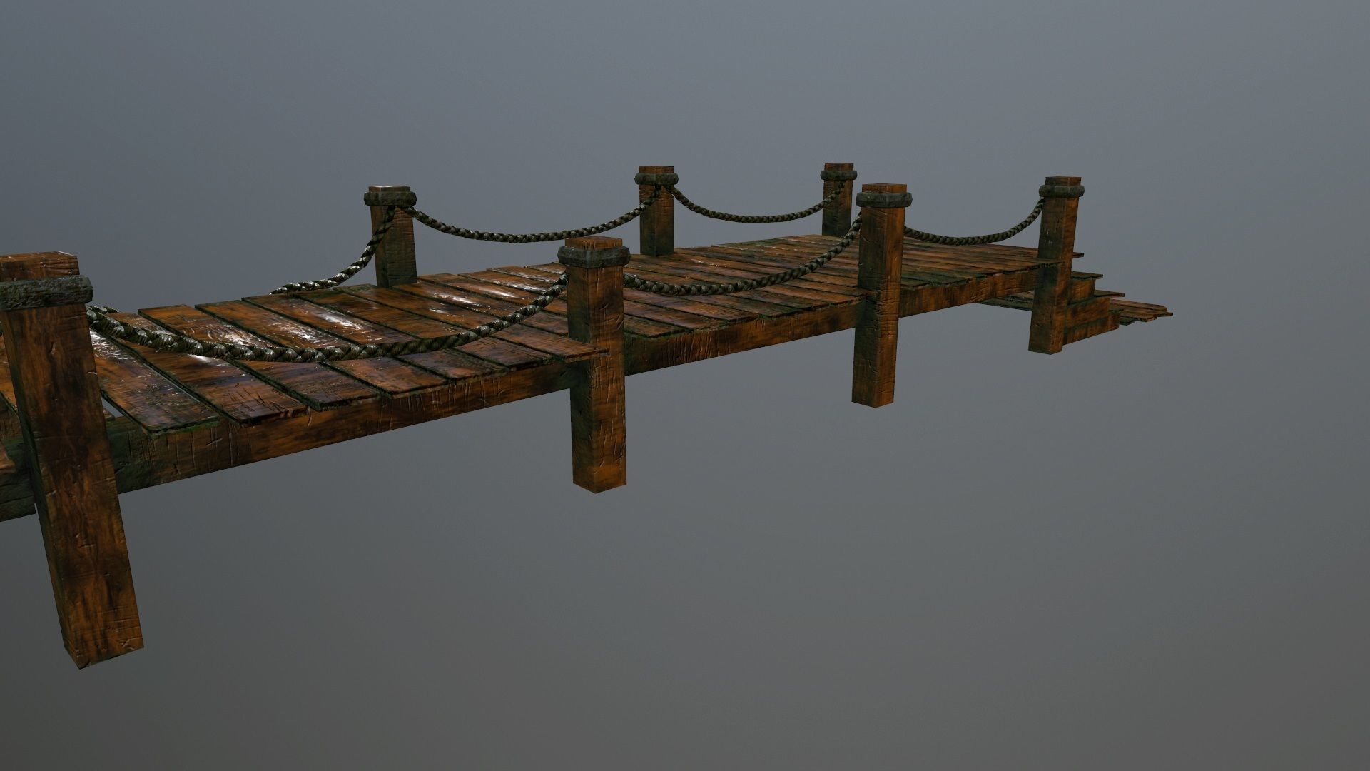 wooden pier Low-poly 3D model_2