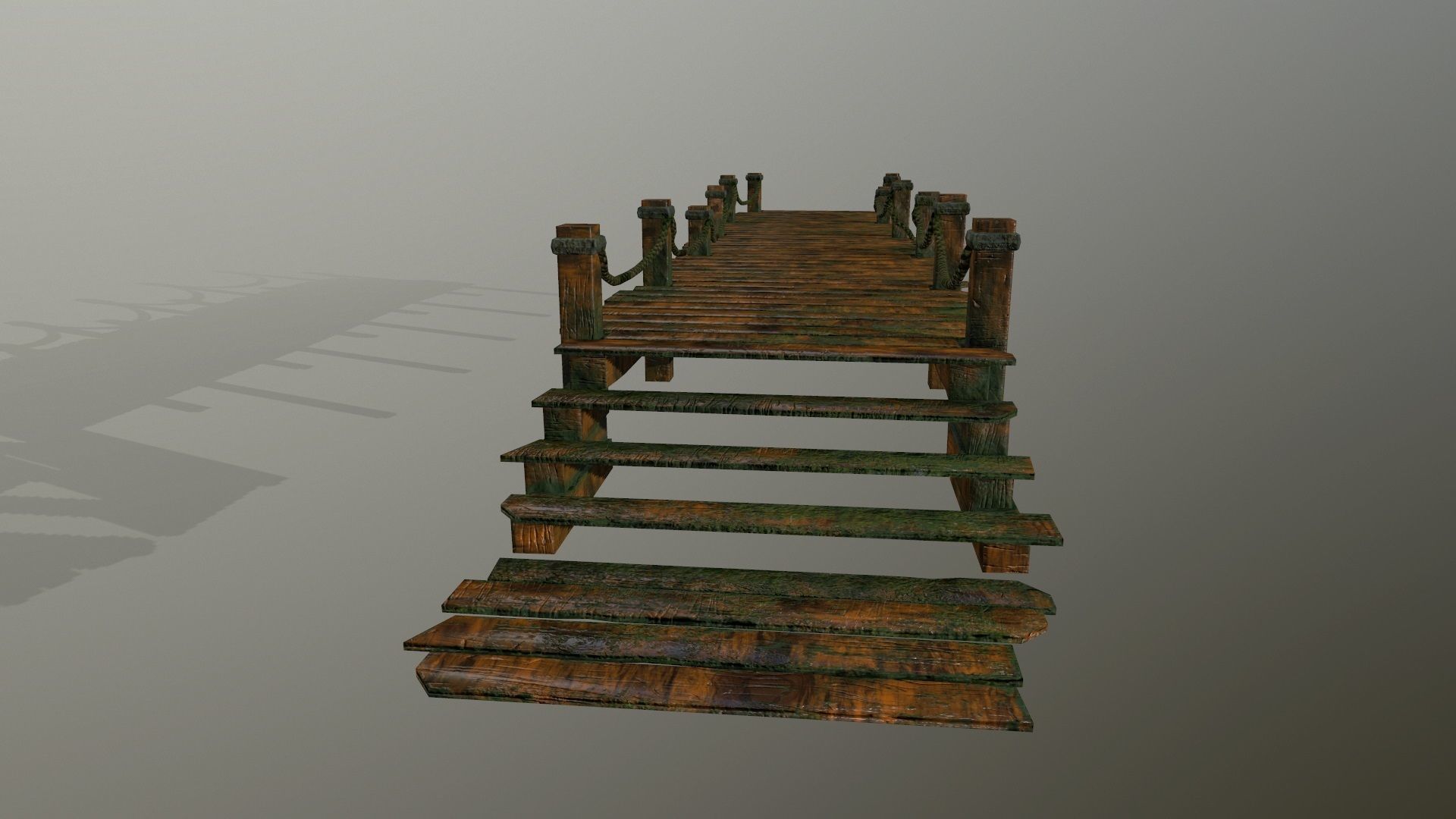 wooden pier Low-poly 3D model_5