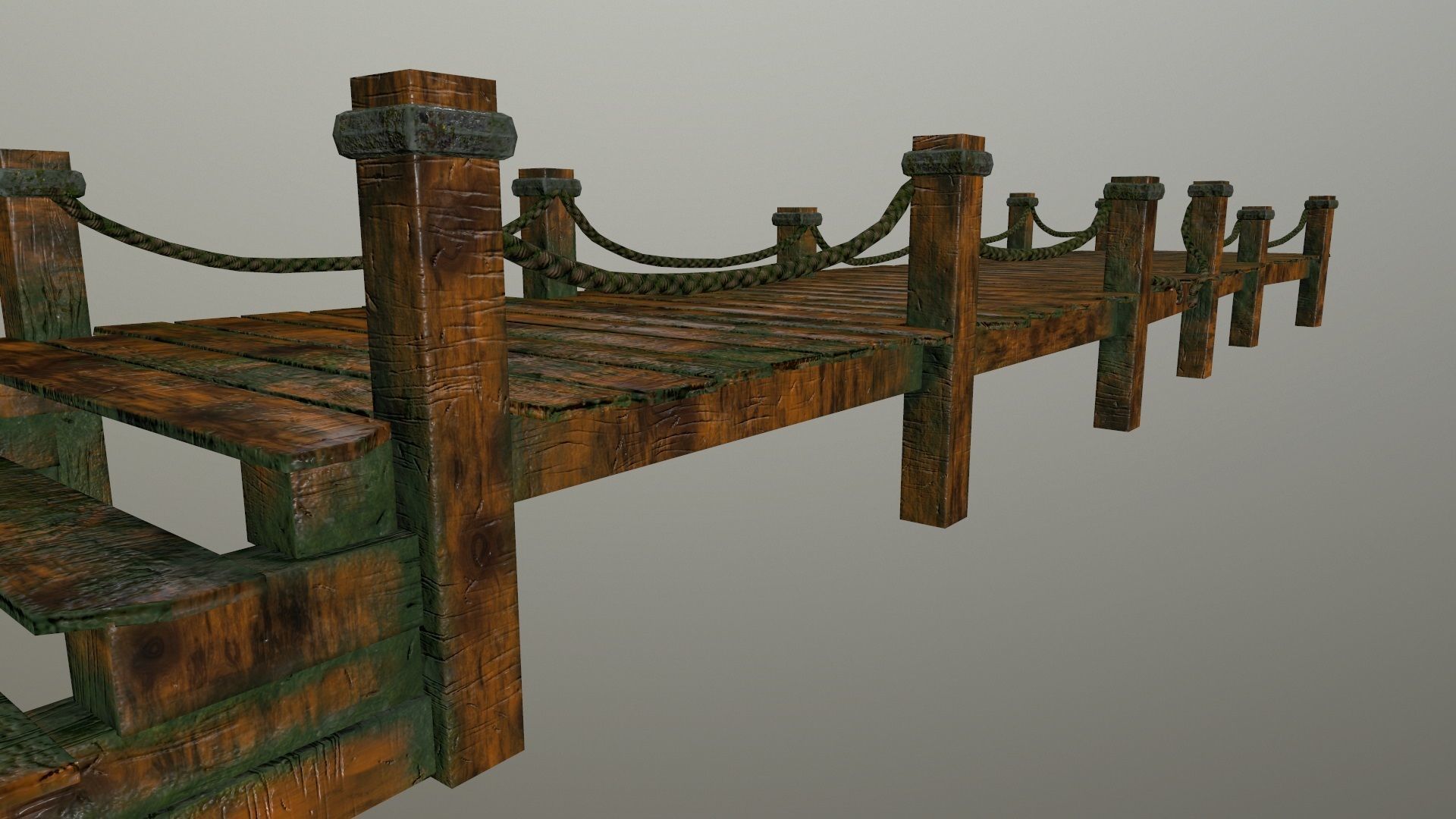 wooden pier Low-poly 3D model_9