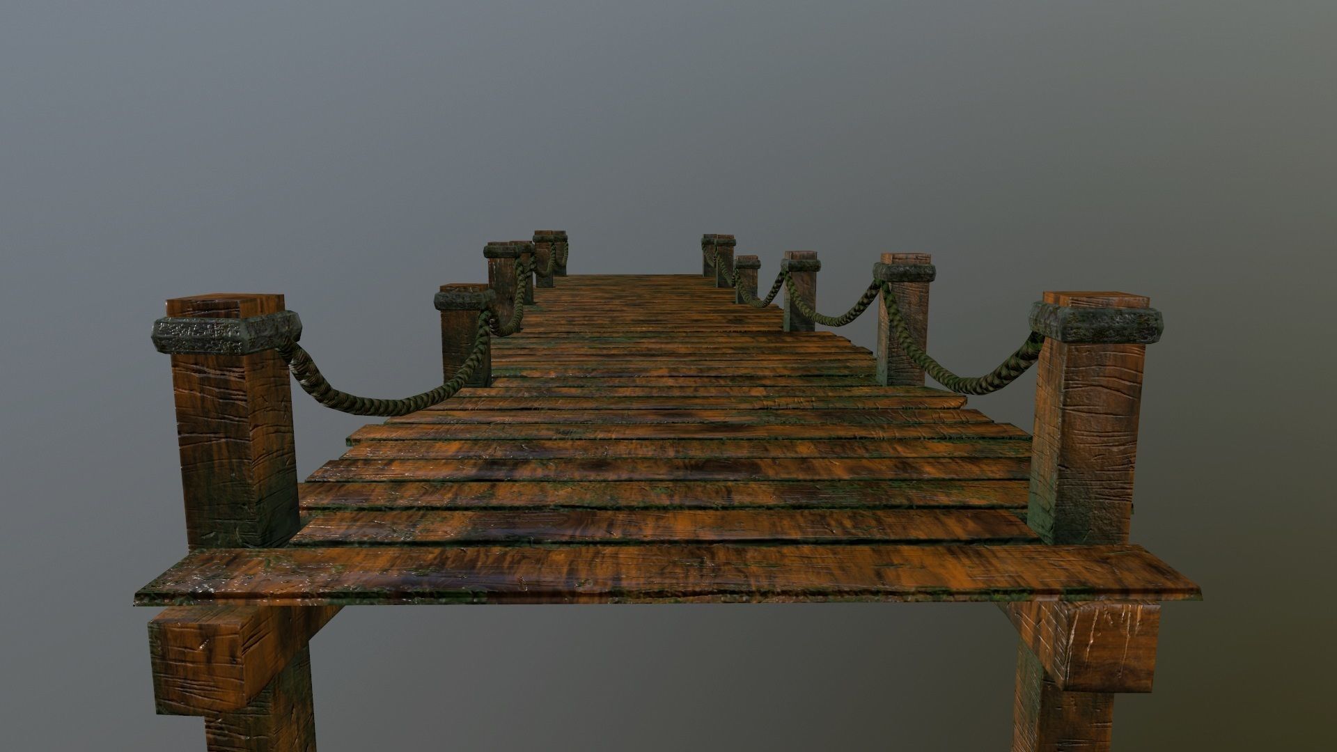 wooden pier Low-poly 3D model_1
