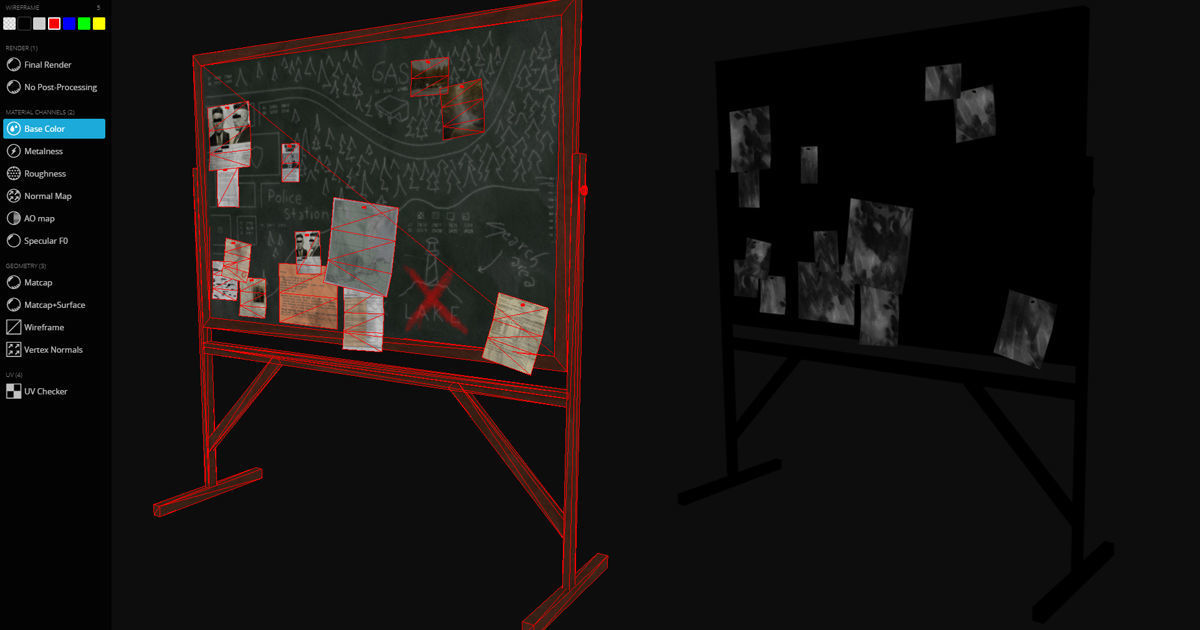 Police Chalkboard Low-poly 3D model_7