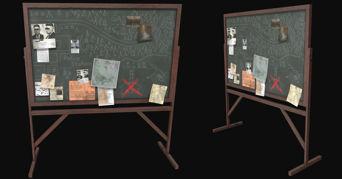 Police Chalkboard Low-poly 3D model_4