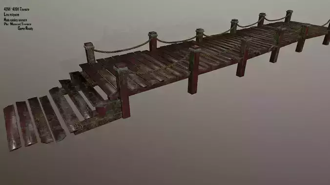 wooden pier  Low-poly 3D model