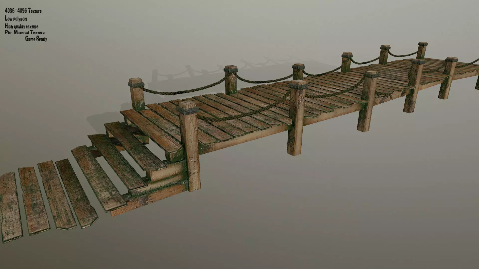 wooden pier Low-poly 3D model