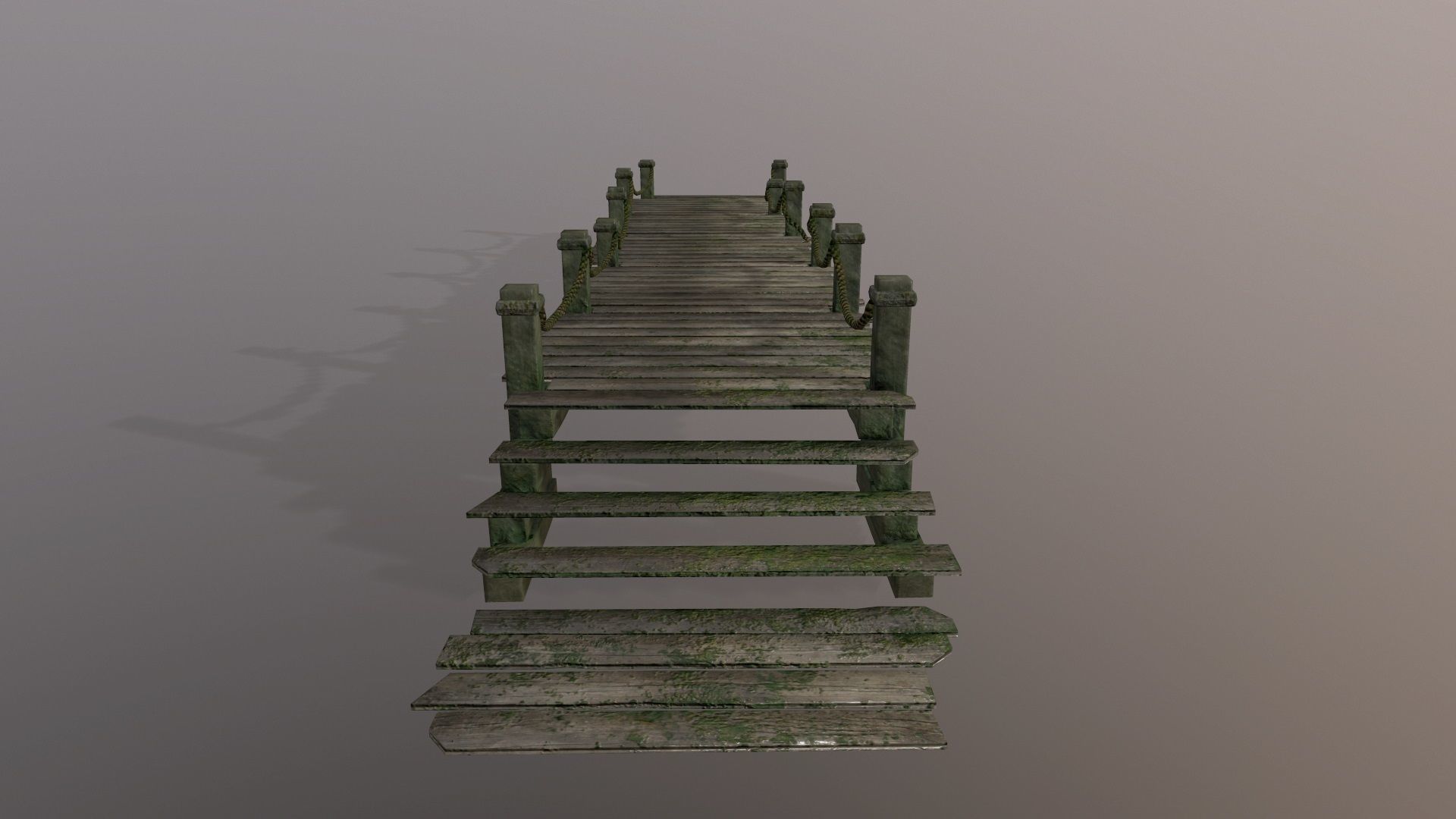 wooden pier  Low-poly 3D model_1