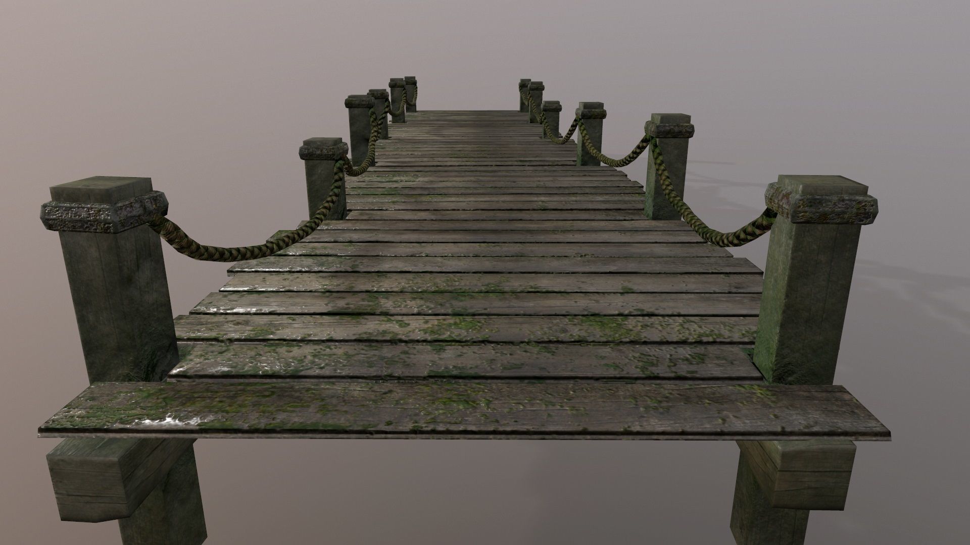 wooden pier  Low-poly 3D model_3
