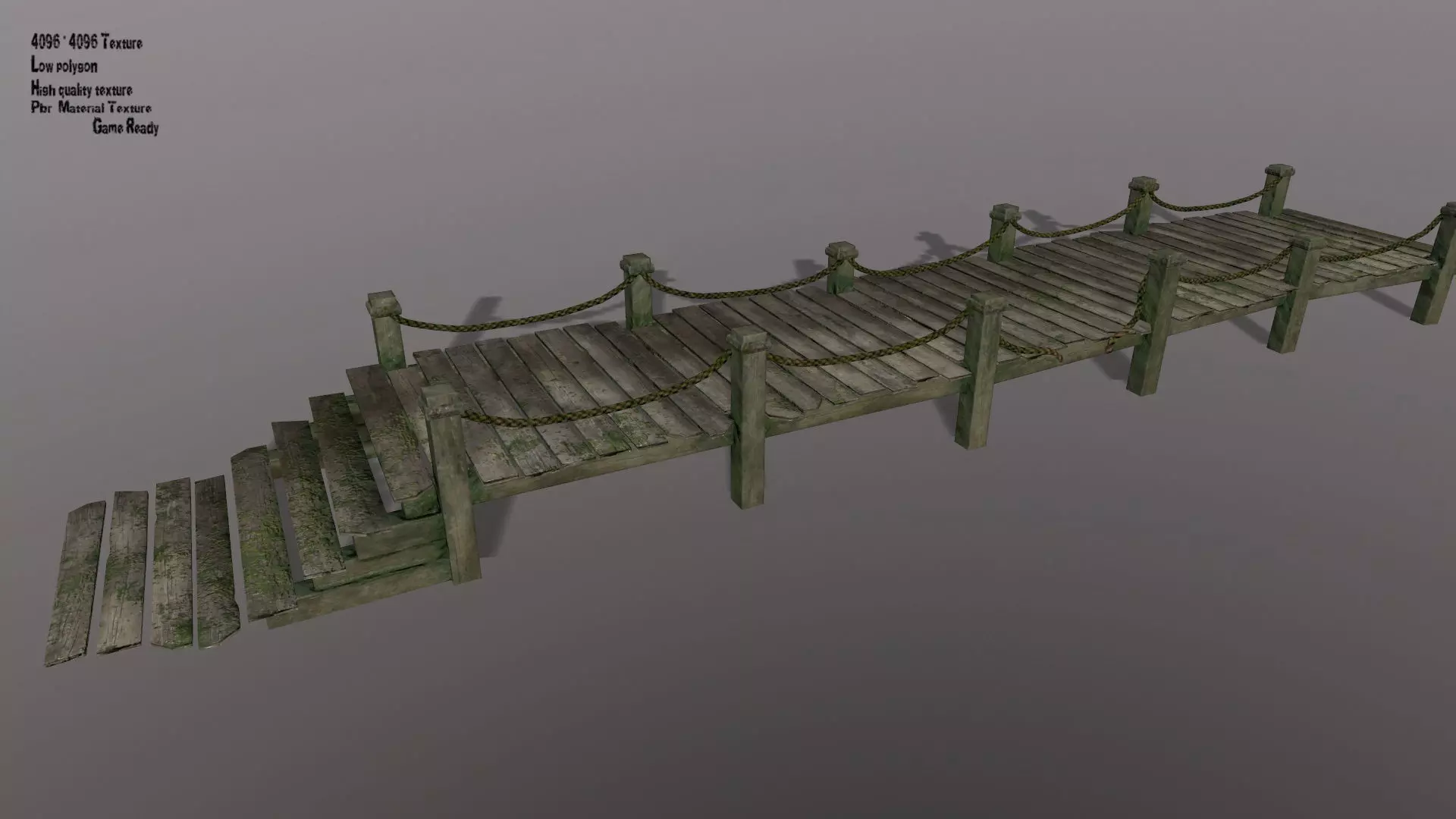 wooden pier  Low-poly 3D model_0