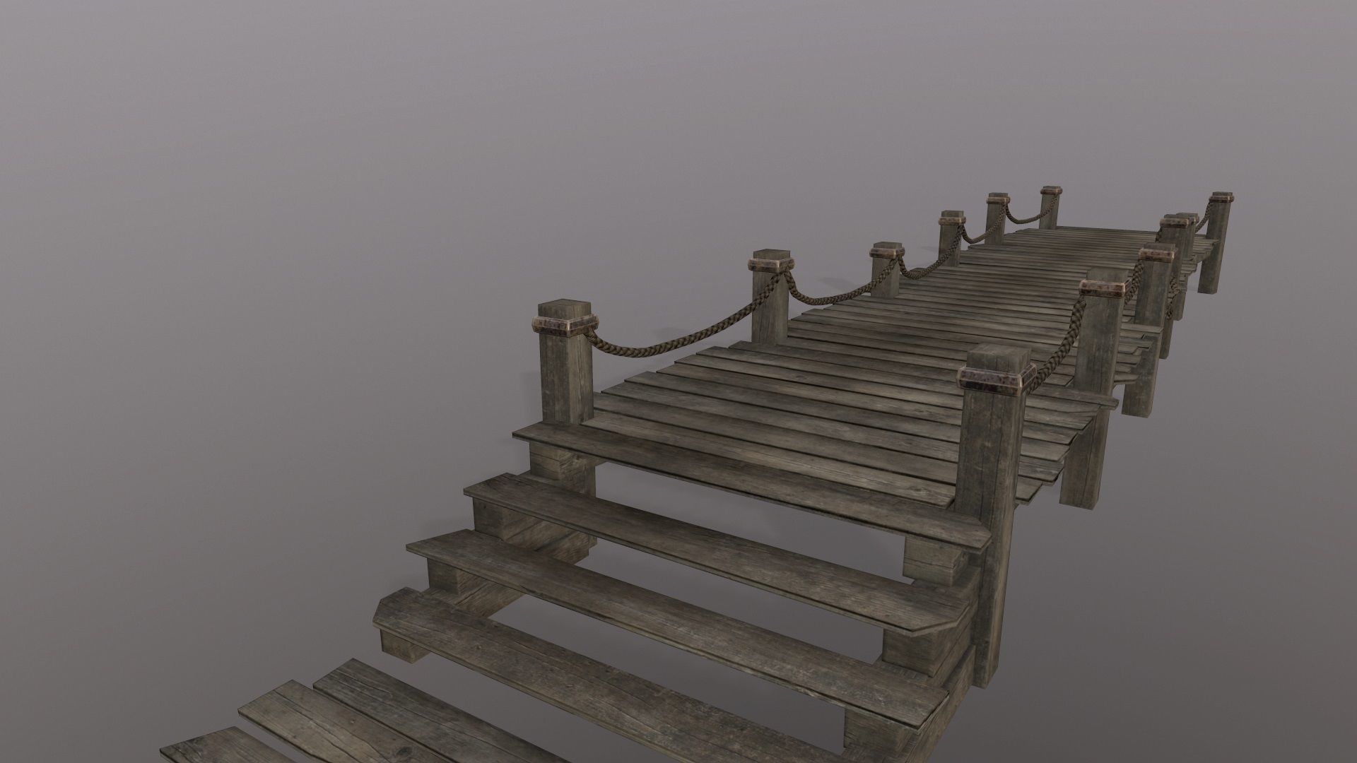 wooden pier  Low-poly 3D model_1