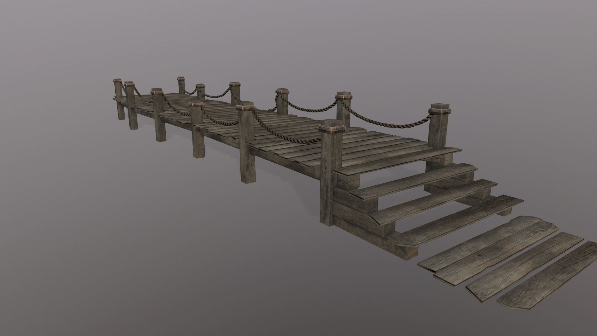 wooden pier  Low-poly 3D model_9