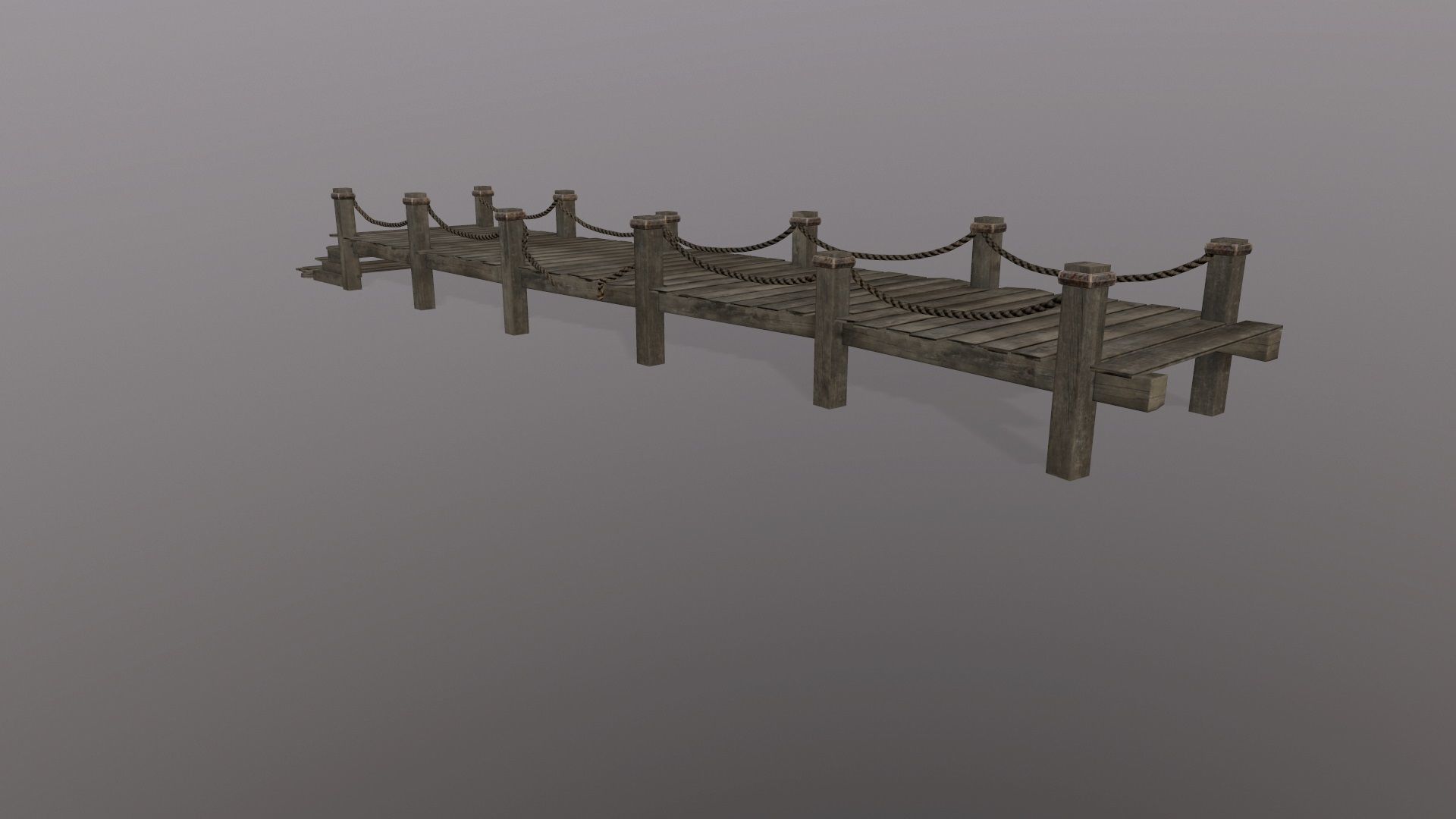 wooden pier  Low-poly 3D model_2