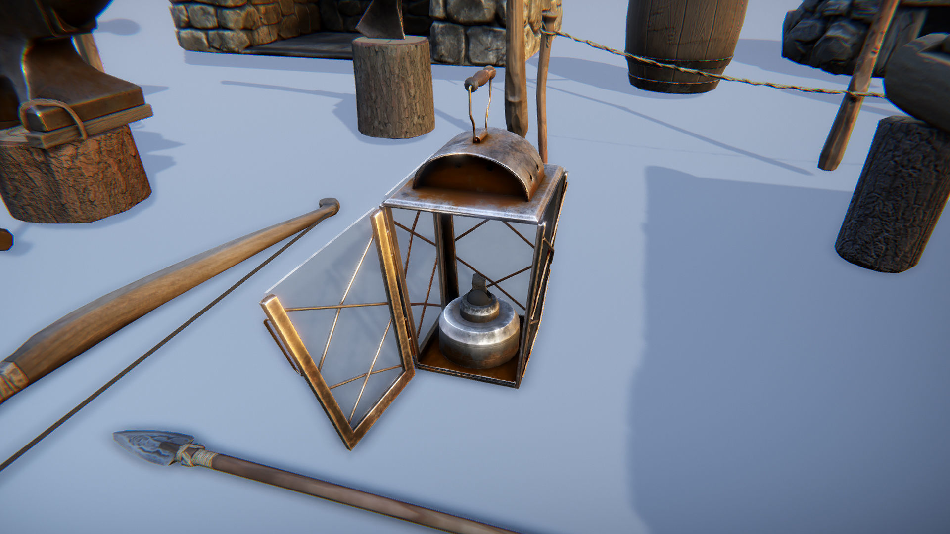 Medieval survivalist forge Low-poly 3D model_10