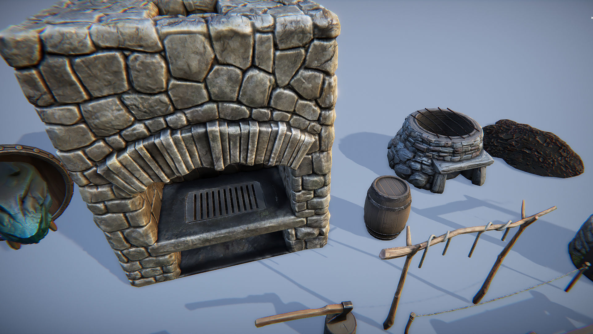 Medieval survivalist forge Low-poly 3D model_7