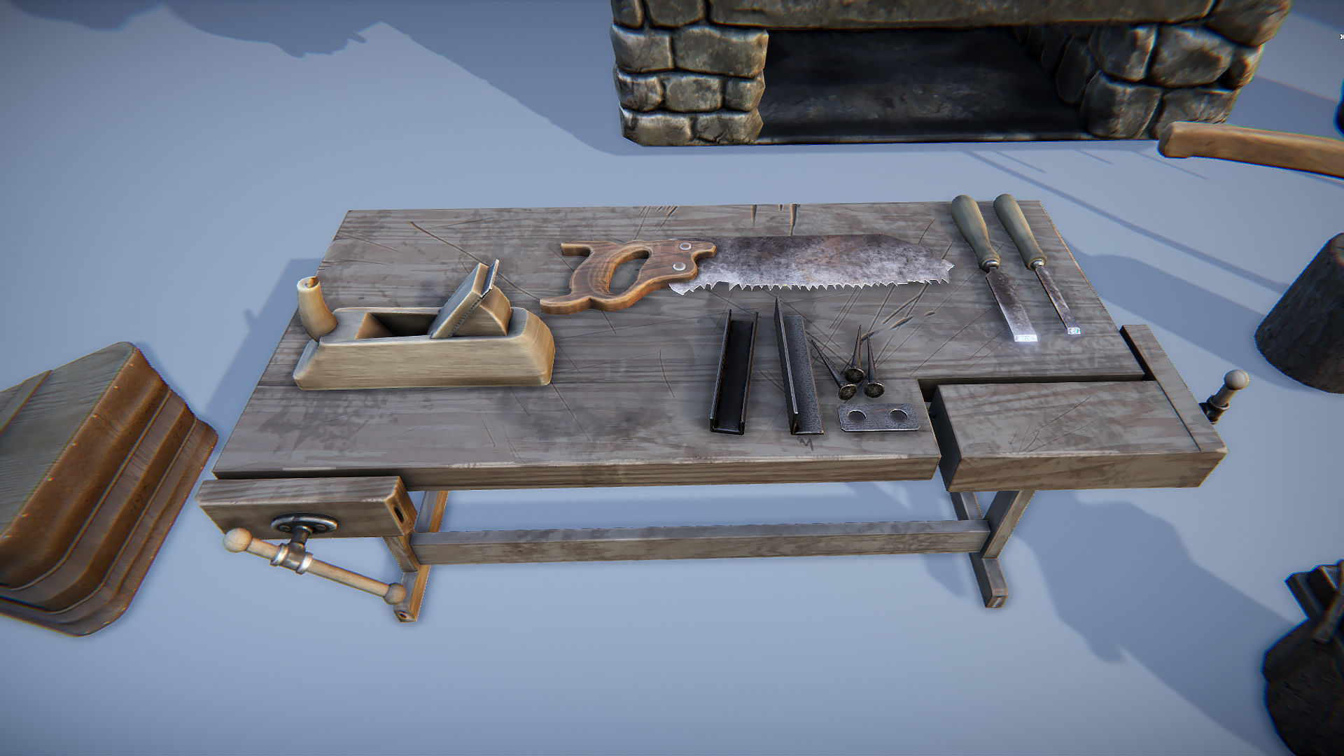 Medieval survivalist forge Low-poly 3D model_4