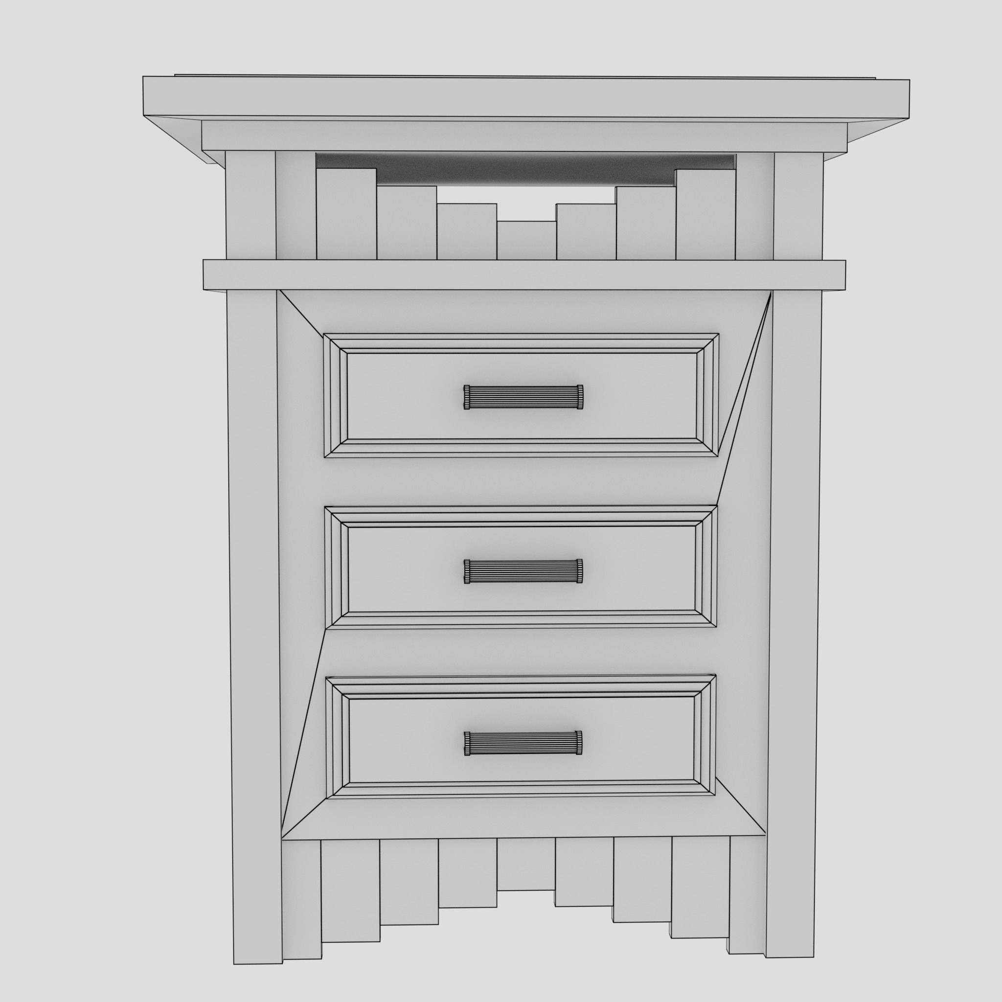 Asian Lamp Table Low-poly 3D model_8