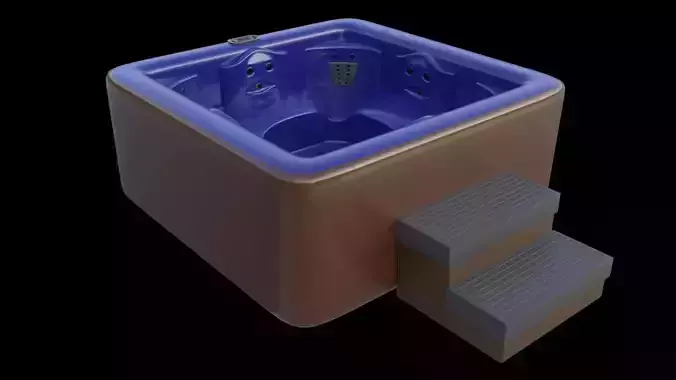 Simple Hot Tub Set Low-poly 3D model Simple Hot Tub Set Low-poly 3D model