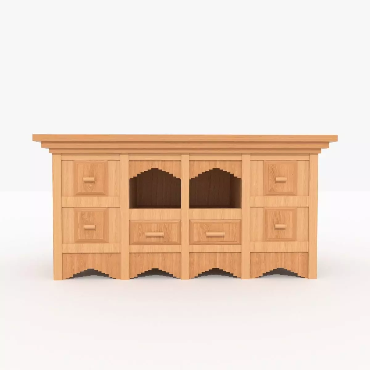 Drawer B wooden entertainment center with drawers Low-poly 3D model_0