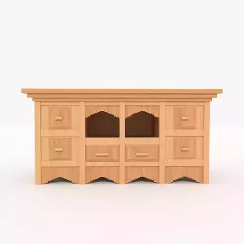 Drawer B wooden entertainment center with drawers Low-poly 3D model