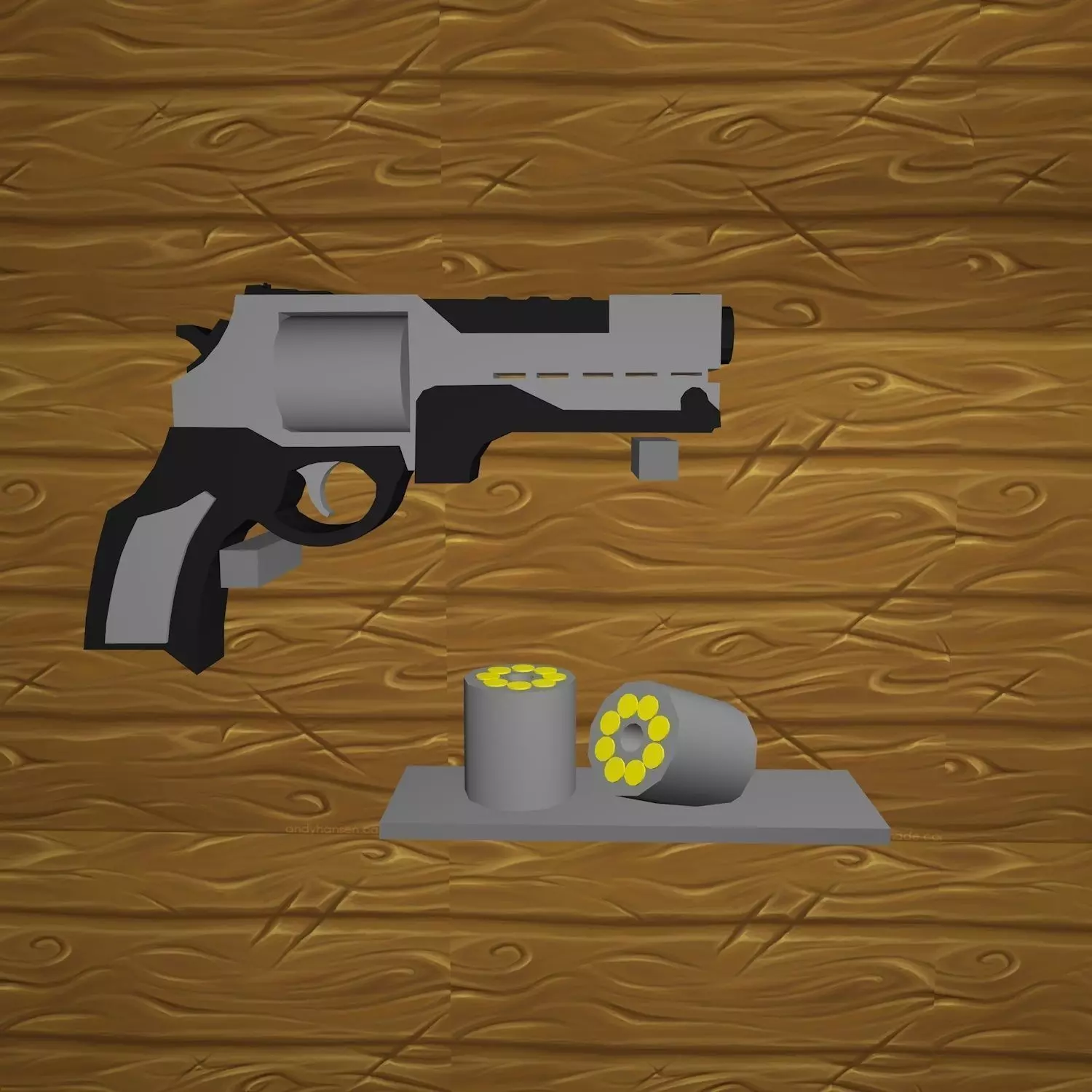 Low Poly Python Pistol Low-poly 3D model