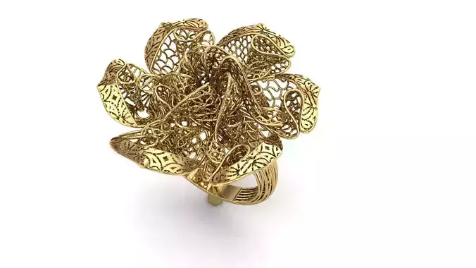jewelery gold filigree flower ring