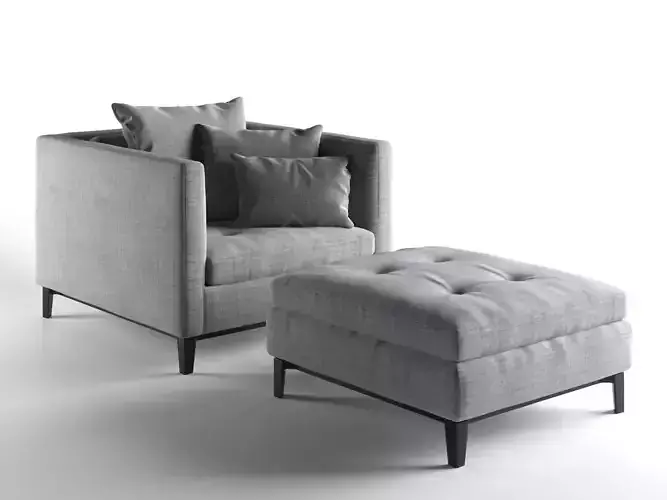 Andersen Armchair with Footstool 3D model