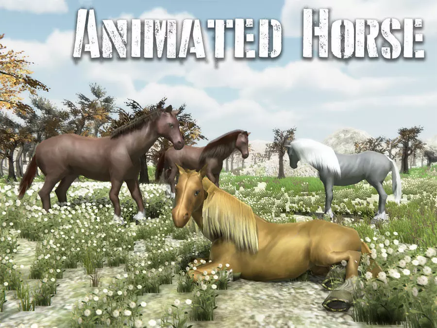 Animated Horse model Pack Low-poly 3D model_0